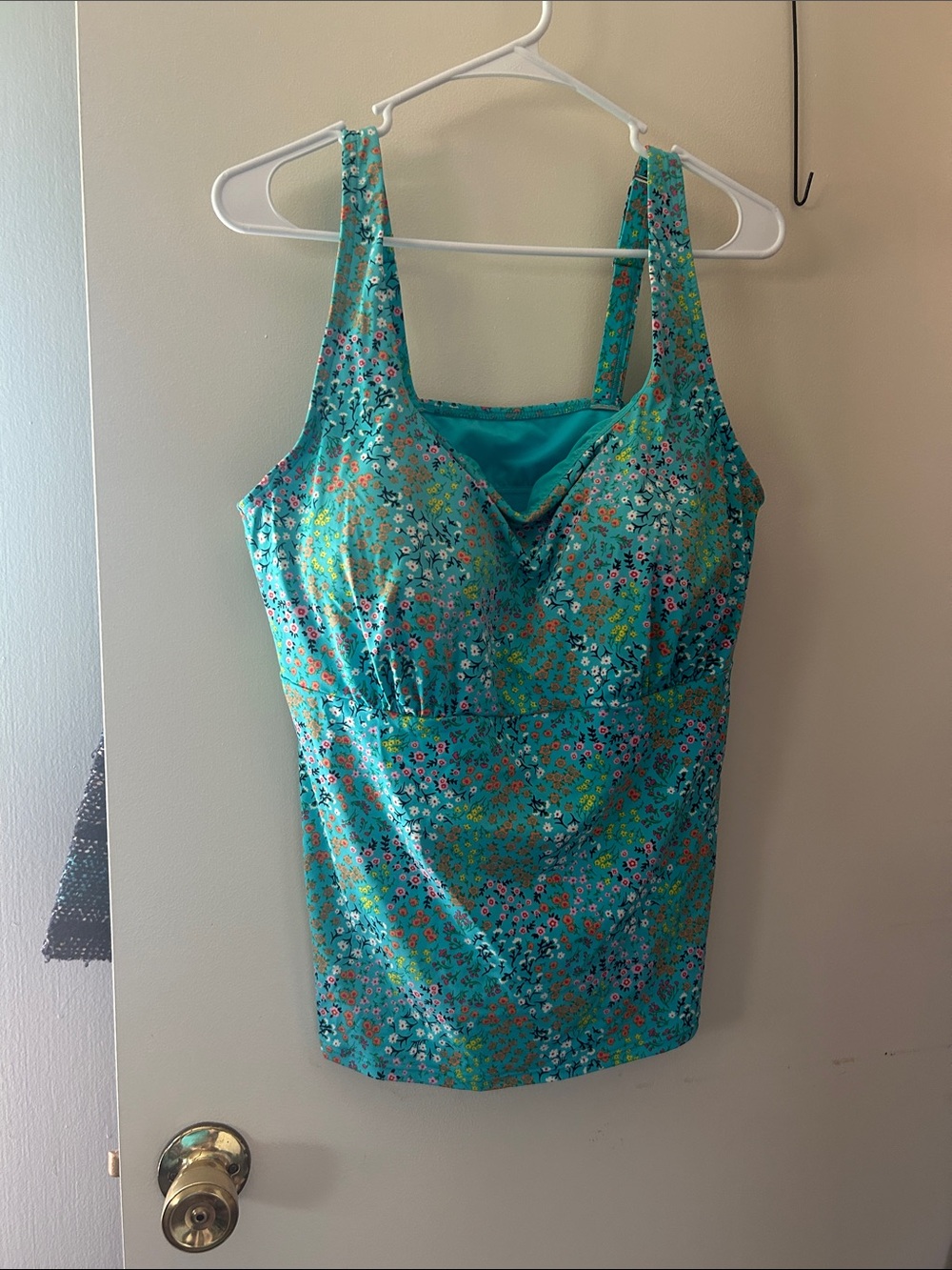 Lands EndTurquoise Floral Tankini swim Top